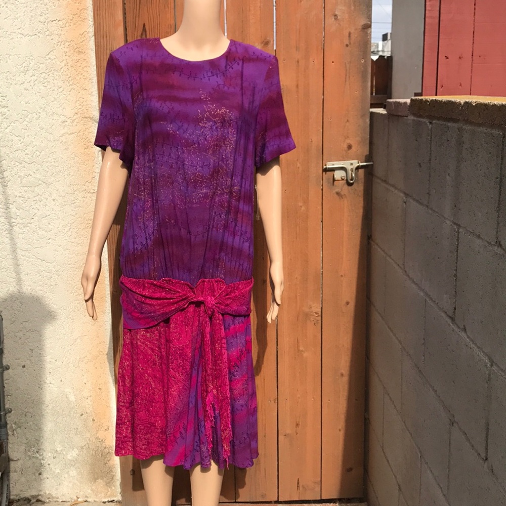 BNWT Vtg Carole Little Size 10 Purple/Pinks  Dress